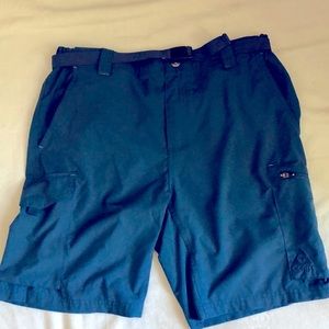 Men summer shorts, quick dry, teal colored, belt